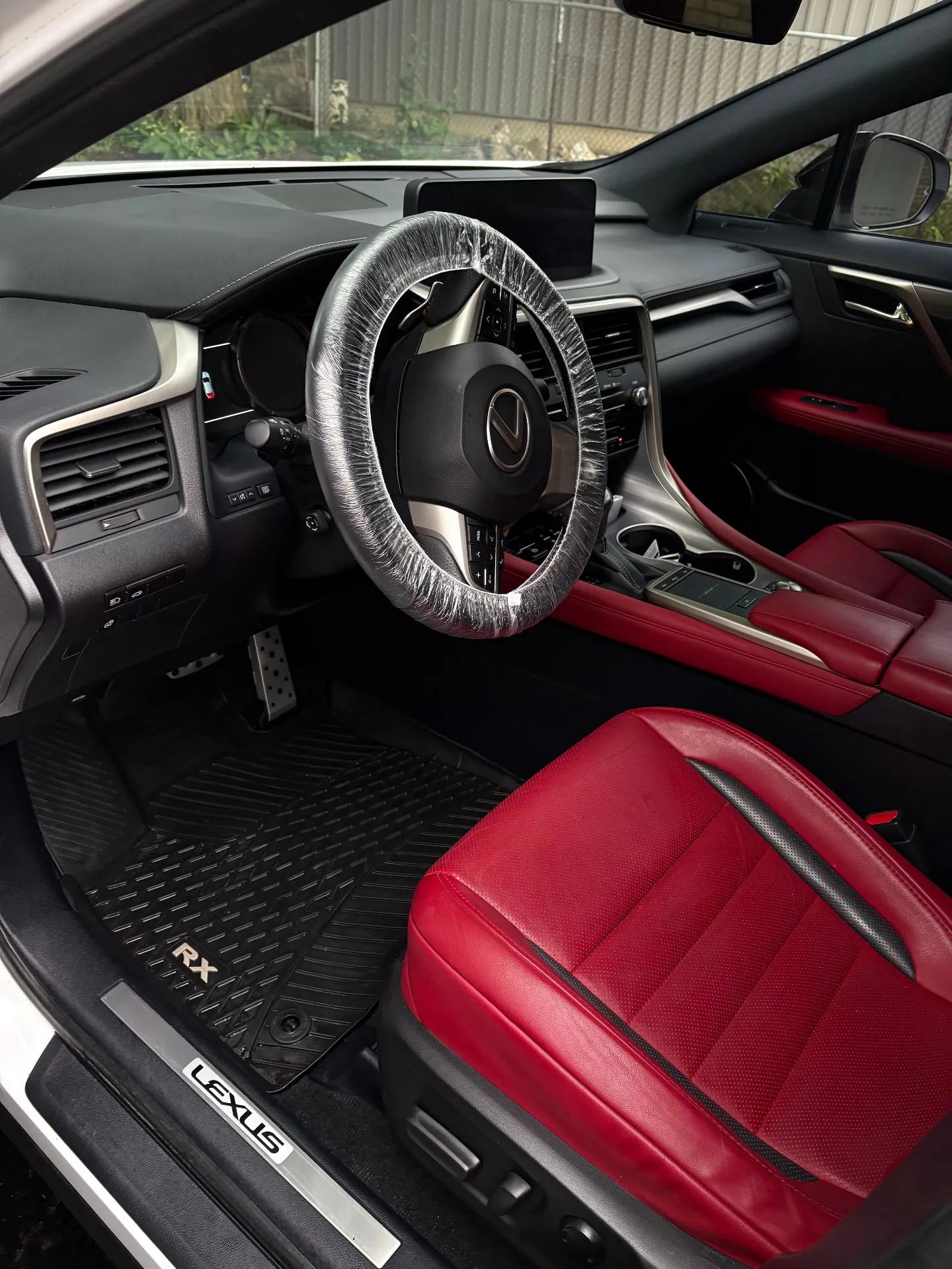 Luxury red and black Lexus interior