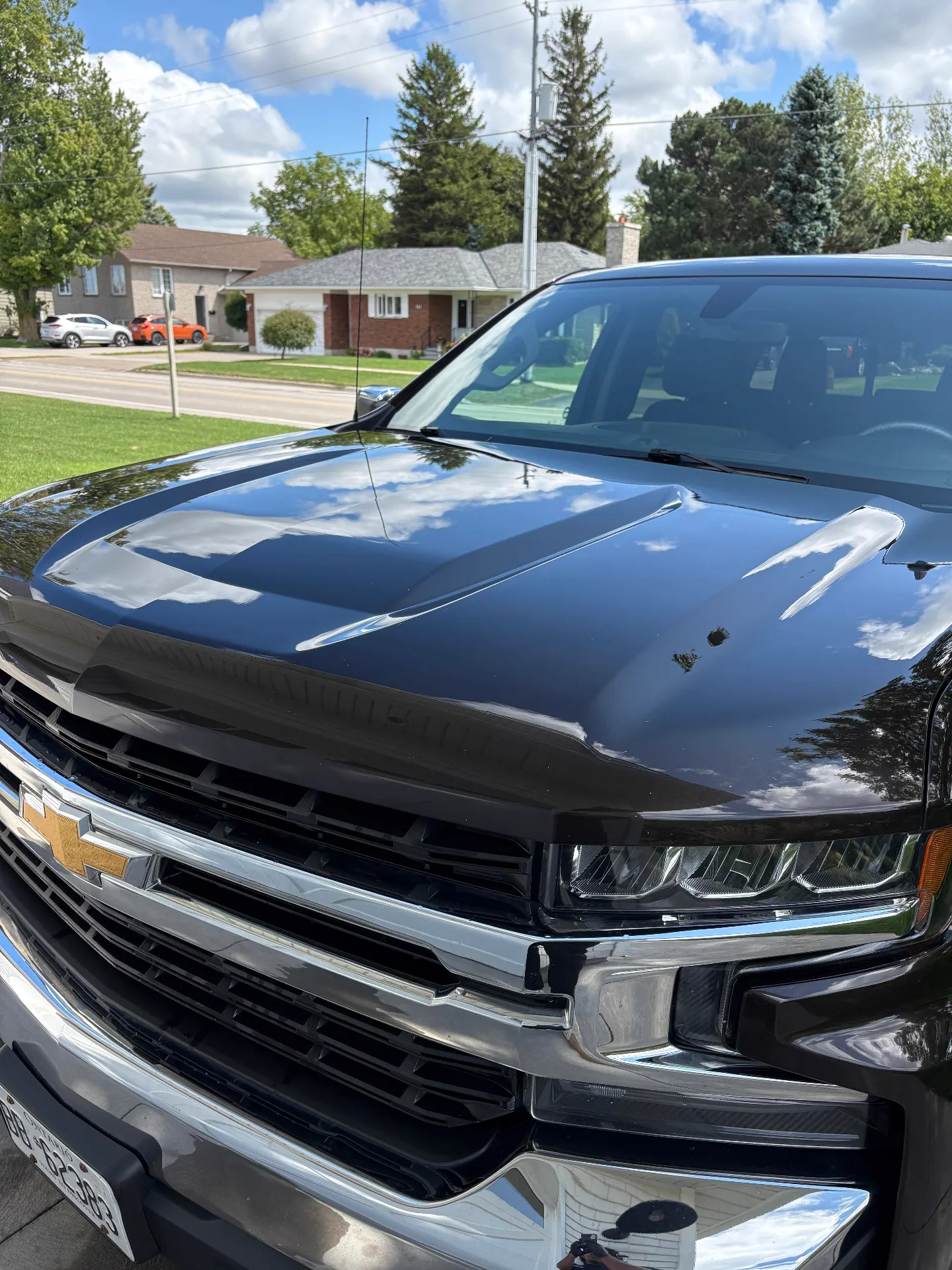 Glossy black Chevy Silverado hood